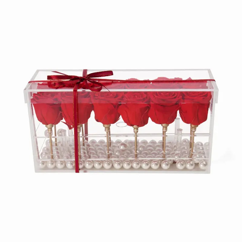 12 Red Rose Acrylic Rose Box