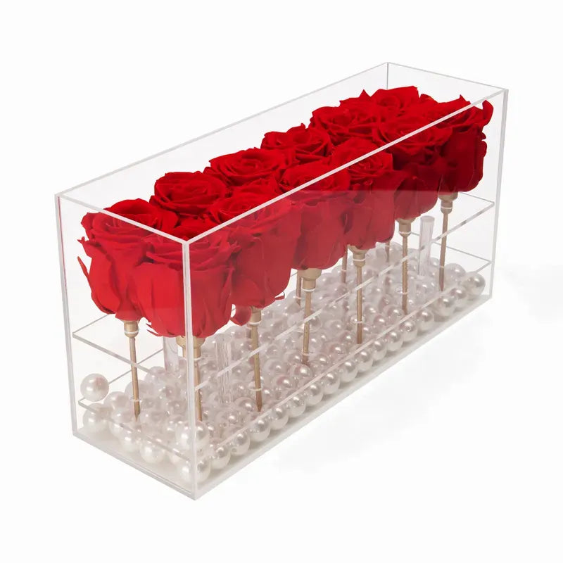 12 Red Rose Acrylic Rose Box