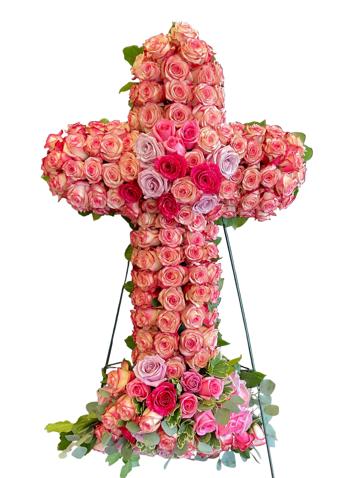 Rose Cross Tribute Arrangement 🌹