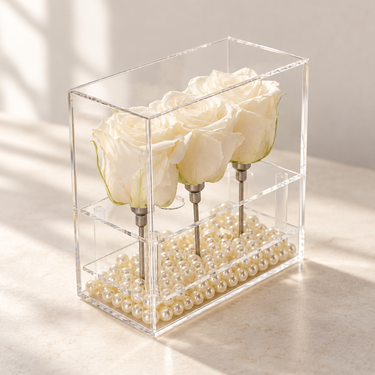 AI-assisted photo-style preview of 3 Forever Rose Box as shown; actual arrangement and proportions vary.