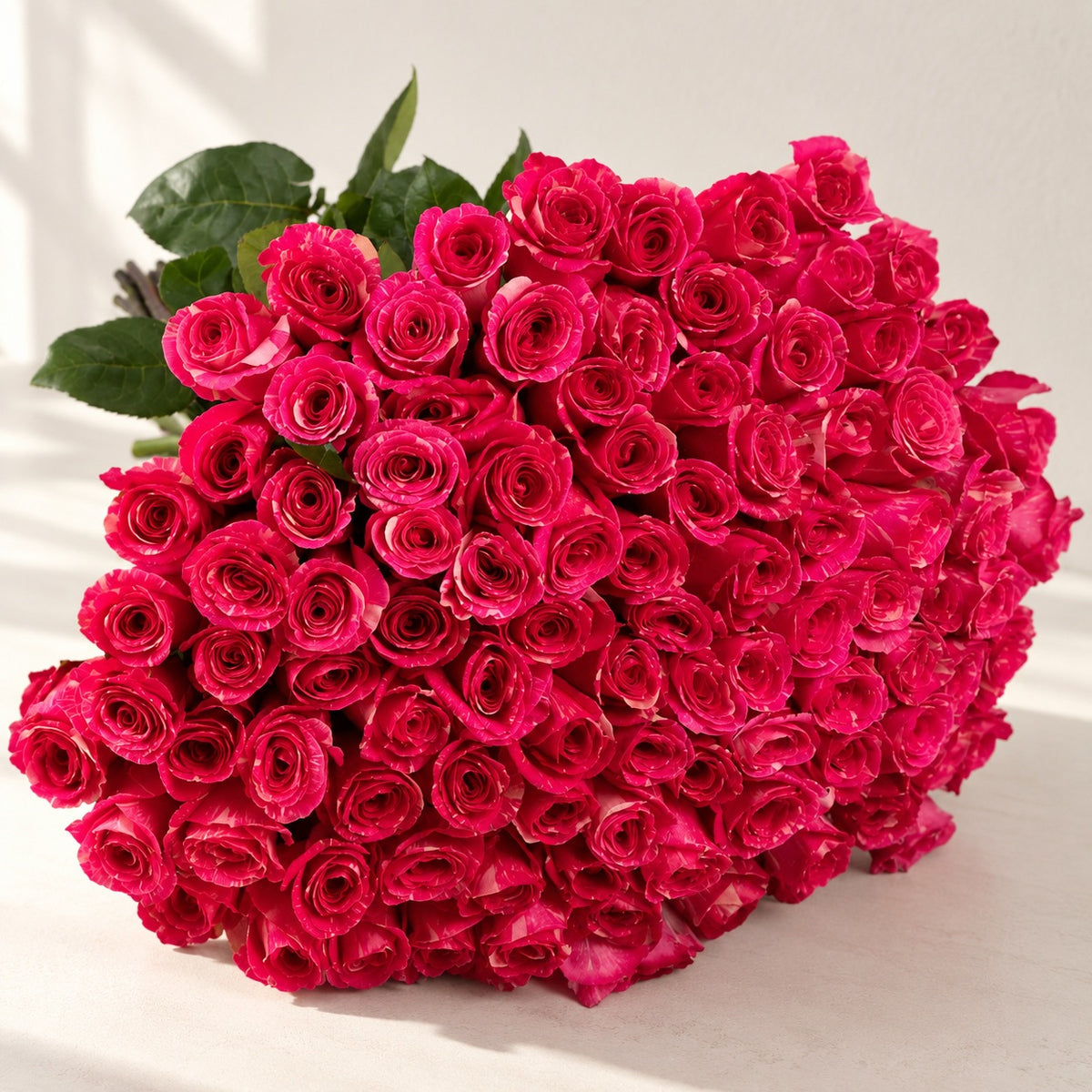 AI-assisted photo-style preview of 'Pandora' Signature Seventy-Five Rose Bouquet as shown; actual arrangement and proportions vary.